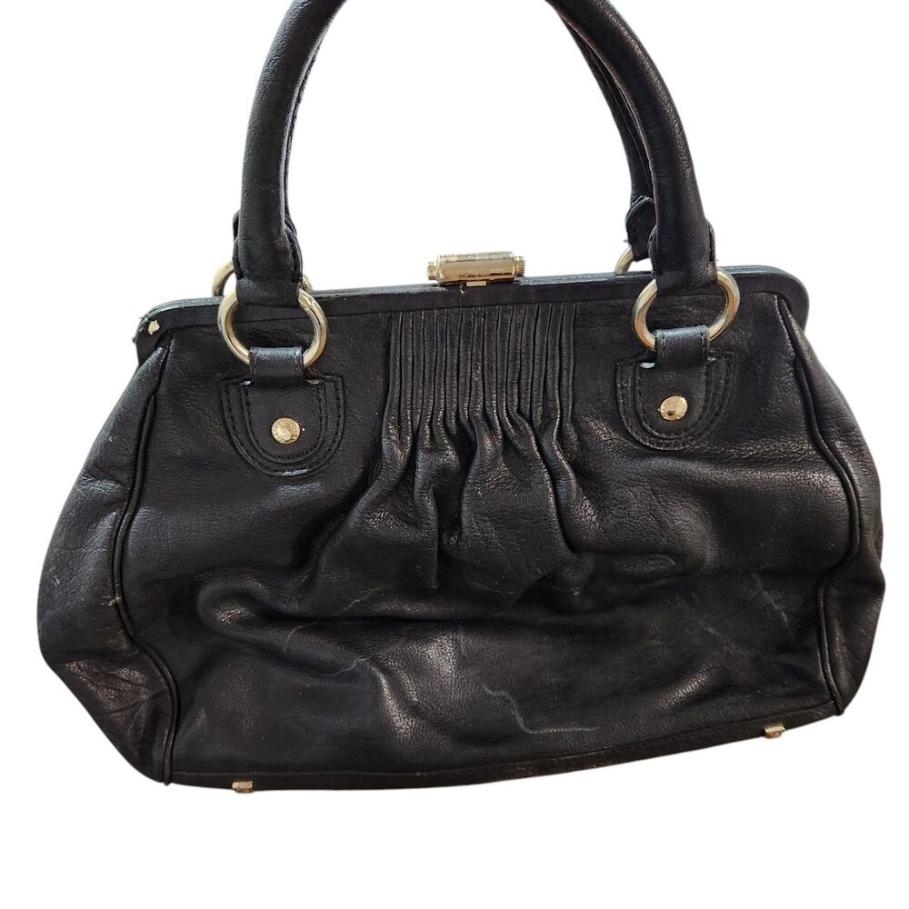 Elliot Lucca Clutch Top Handle Handbag Vintage Leather Doctors Bag Classic Retro